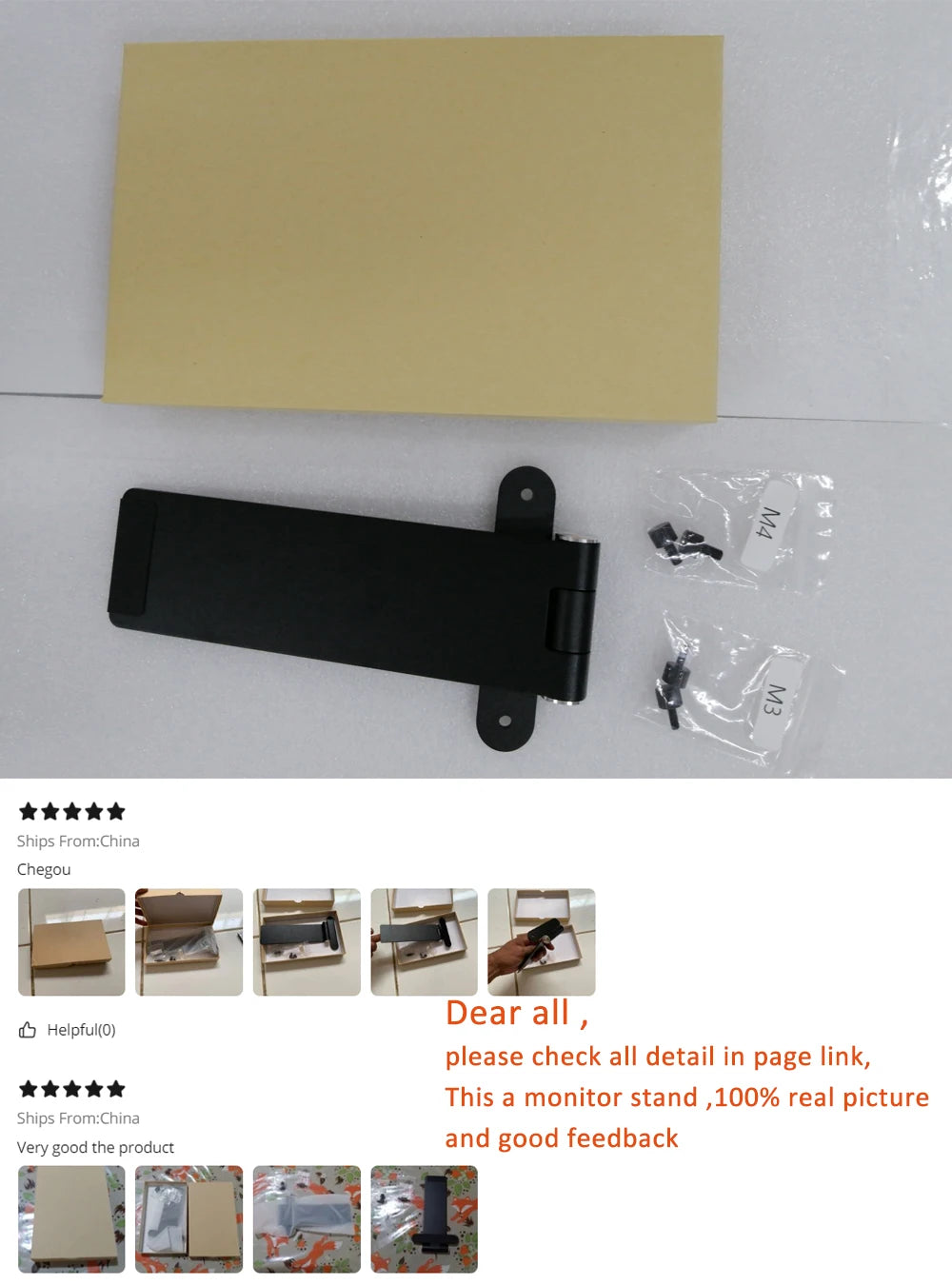 Portable Monitor VESA Stand with Hand Screw Desk Mount Freestanding Fits M3/M4*75MM Monitor with Swivel/Tilt/Rotation