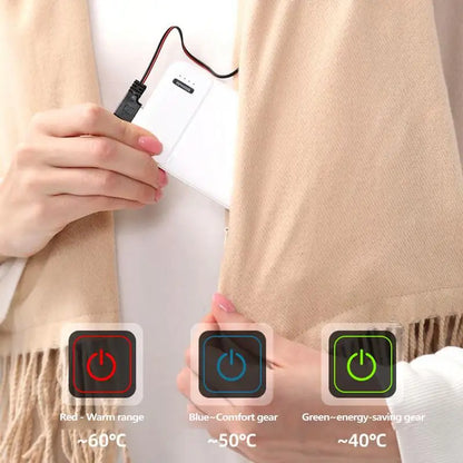 USB Women Men Heating Scarf Temperature Scarf 3 Gears Adjustable USB Charging Heat Control Neck Warmer for Camping Running
