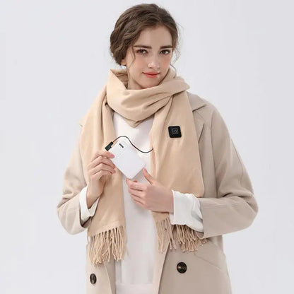 USB Women Men Heating Scarf Temperature Scarf 3 Gears Adjustable USB Charging Heat Control Neck Warmer for Camping Running