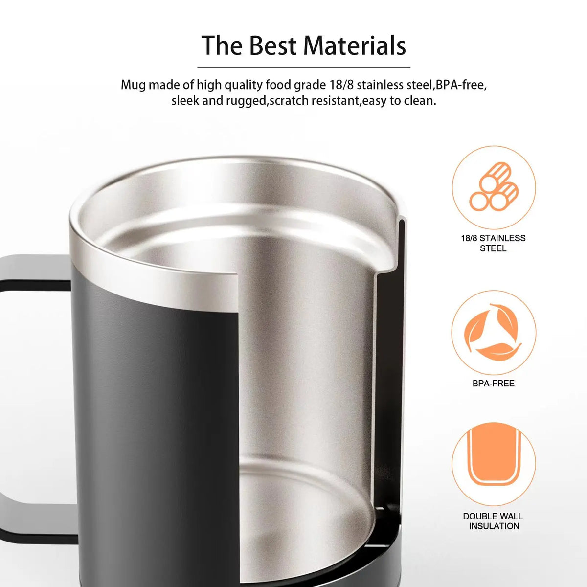 Self-Heating Coffee Mug - 12Oz USB Electric Heated Mug Heat 131-149℉ Smart Warming Travel Mug Double Layer Food Grade Cup Warmer