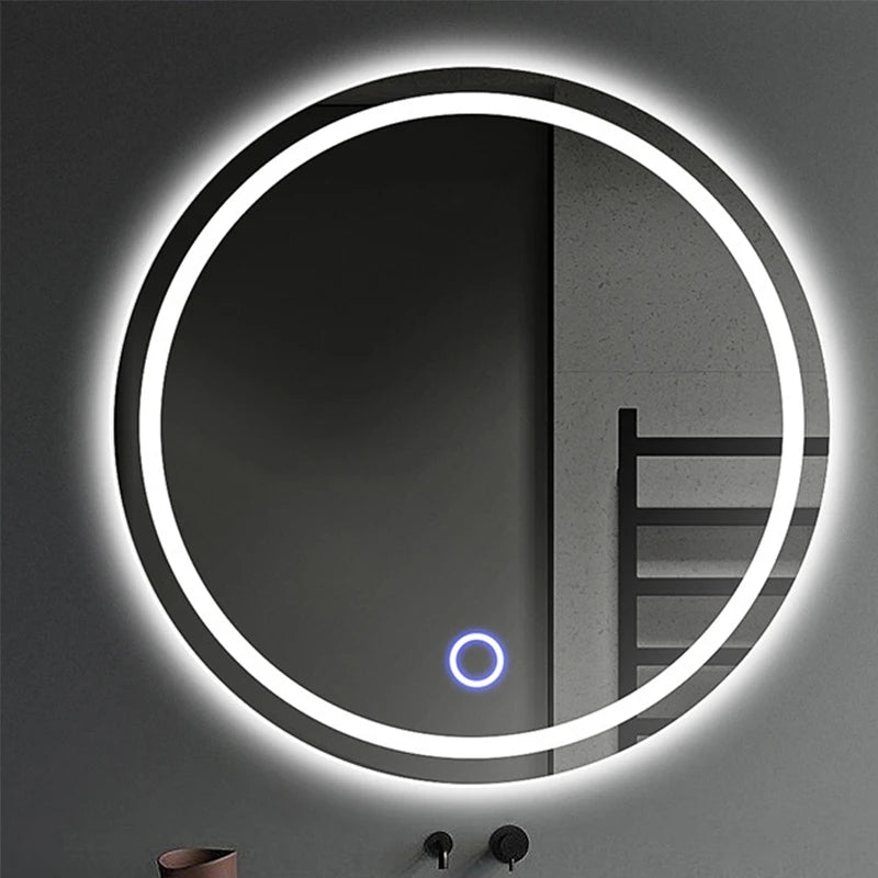 LED HD Smart Bathroom Mirror with Lights Circle Backlit Bathroom Mirror Wall Mounted Illuminated Mirror Advanced Bathroom Mirror