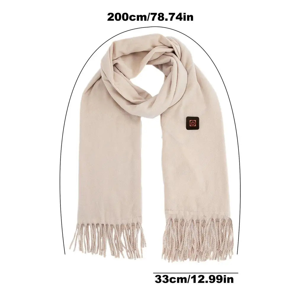 USB Women Men Heating Scarf Temperature Scarf 3 Gears Adjustable USB Charging Heat Control Neck Warmer for Camping Running